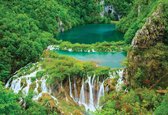Fotobehang Forest Waterfalls Lakes | XXL - 312cm x 219cm | 130g/m2 Vlies