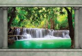 Fotobehang Waterfall Forest | XL - 208cm x 146cm | 130g/m2 Vlies