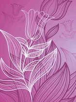 Fotobehang Purple Flower Drawing | XXL - 206cm x 275cm | 130g/m2 Vlies