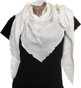 Lange Driehoekige Sjaal - Katoen - Wit - 180 x 70 cm (0446)
