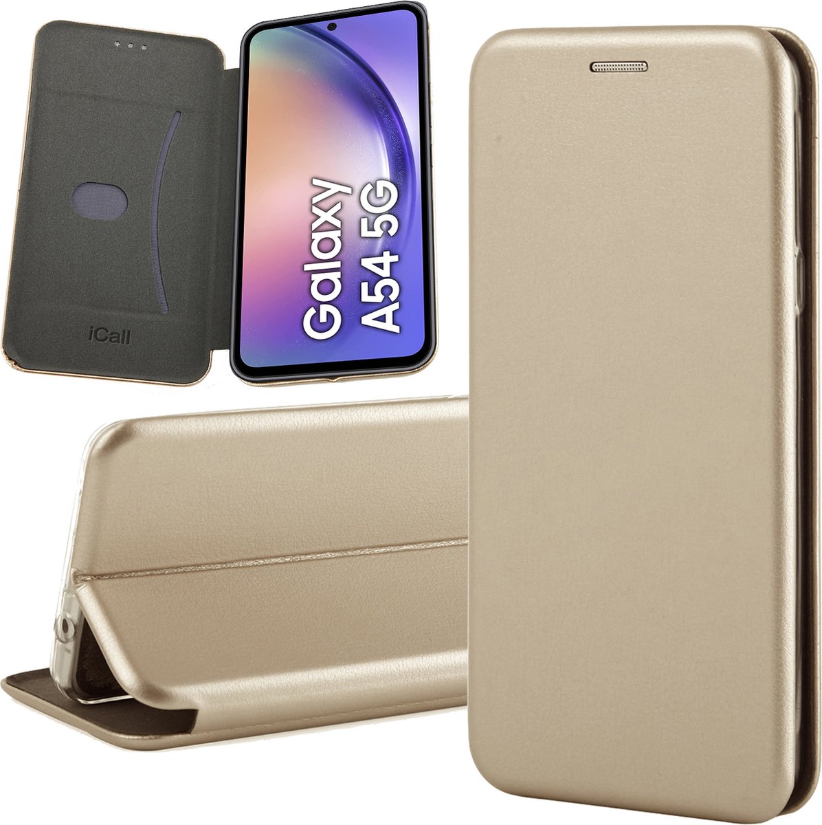 Hoesje geschikt voor Samsung Galaxy A54 - Book Case Kunstleer ThinShield Goud