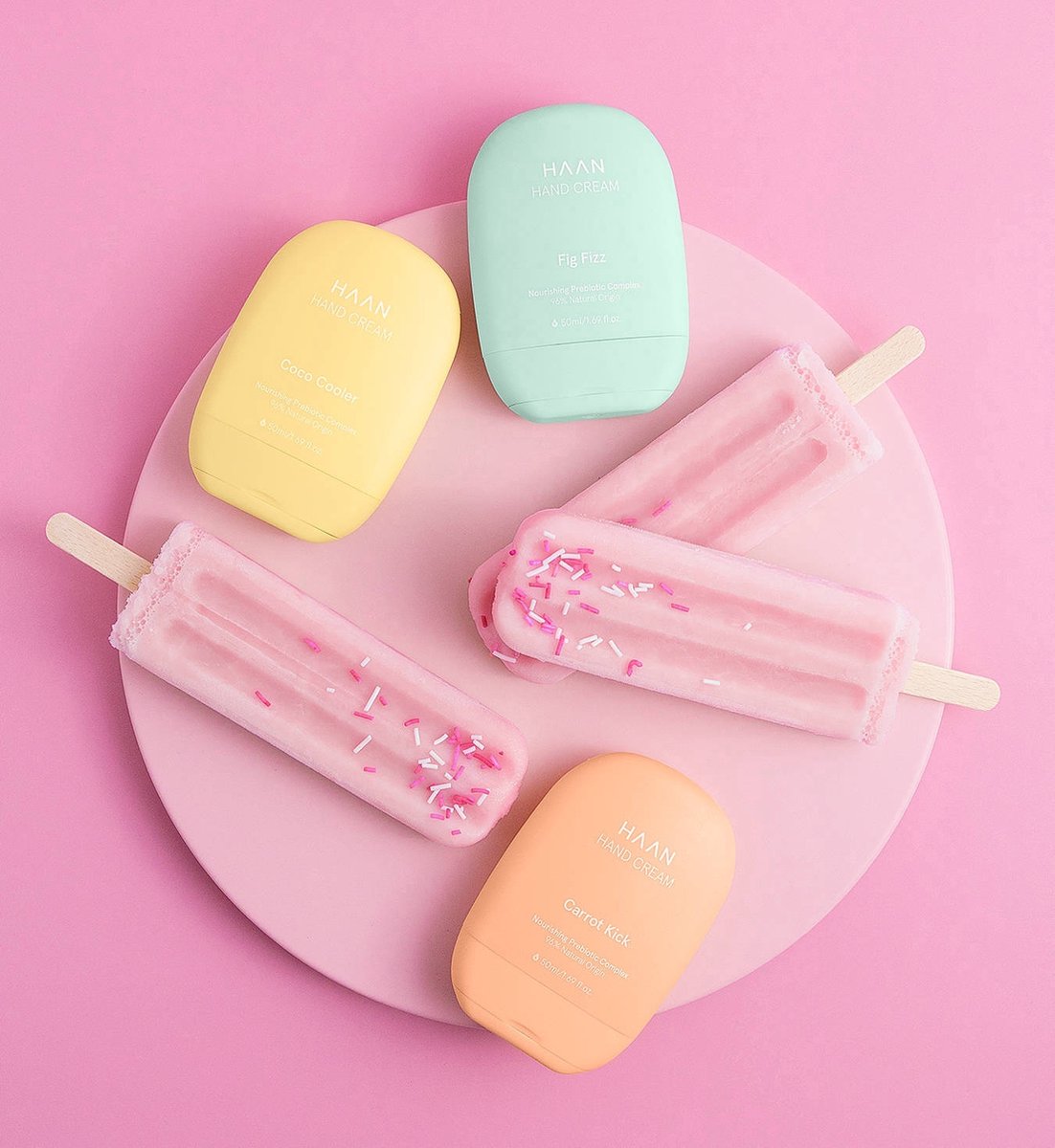 HAAN Handcreme "Cream Pops"; Coco Cooler, Fig Fizz & Carrot Kick - Set van 3 - Verzorgend - Navulbaar — cadeau in Verzorging - foto 3