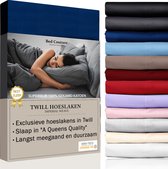 Bed Couture - Hoeslaken van 100% Katoen - Tweepersoons 160x200cm - Hoekhoogte 30cm - Ultra Zacht en Duurzaam - Navy