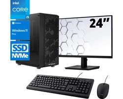 Intel Compleet PC SET | Intel Core i5 | 16 GB DDR4 | 500 GB SSD + 24 Inch Monitor + Muis + Toetsenbord | Windows 11 Pro + WiFi & Bluetooth