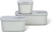 Mepal - EasyClip Fresh Box Set de 3 bols avec couvercle et fermeture à clic - Convient au micro-ondes, au four à vapeur, au koelkast et au congélateur - Hermétique et étanche - (2x450 + 1000 ml) - Blanc nordique