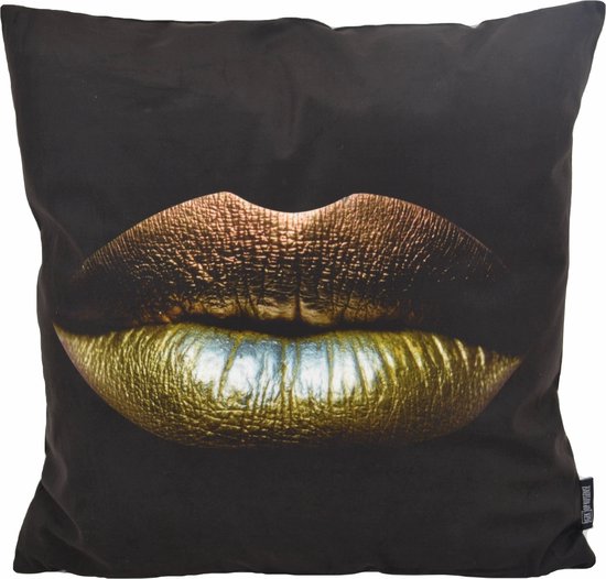 Sierkussen Gold Lips | 45 x 45 cm | Katoen/Polyester