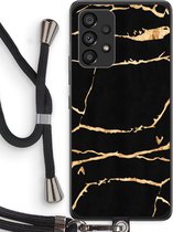 Case Company® - Coque Samsung Galaxy A53 5G avec cordon - Marbre doré - Coque de téléphone avec cordon Zwart - Protection sur tous les côtés et sur le bord de l'écran