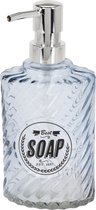 Distributeur de savon/distributeur de savon bleu en verre 300 ml - Distributeur de savon salle de bain/cuisine
