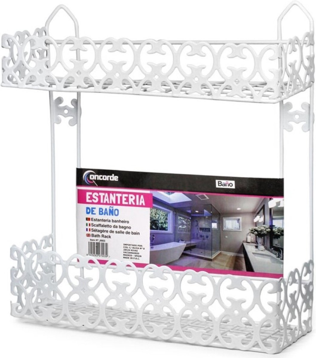 Badkamerrekje - wit - metaal - 30x10x34 cm - 2 lagen doucherek
