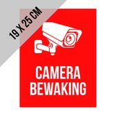 Pictogram/ bord | "Camerabewaking" | 19 x 25 cm | CCTV | Beveiliging | Videobewaking | Diefstal verhinderen | Preventie | Rood | Opvallend | Polystyreen | Dikte: 1 mm | 2 stuks