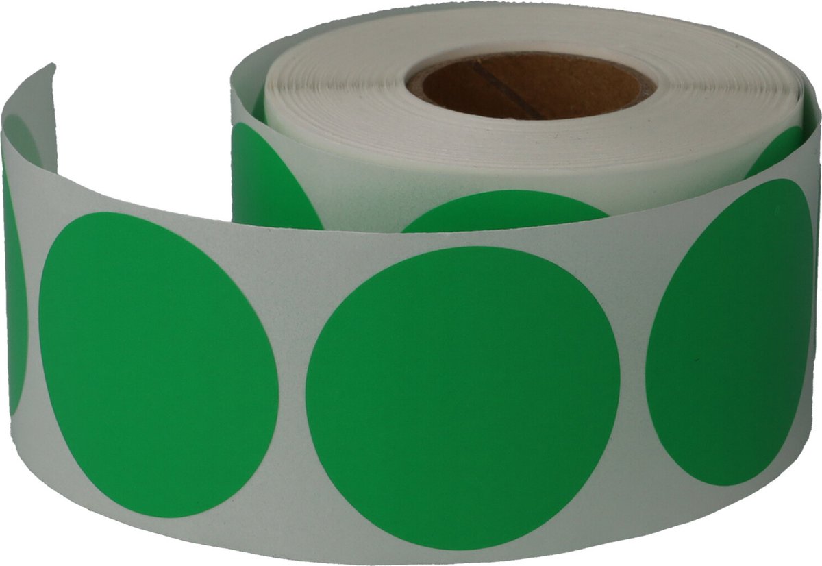 500 Etiketten Rond Groen Sticker 35 mm op Rol - Label Stickers Gekleurd - Dappaz - Dappaz