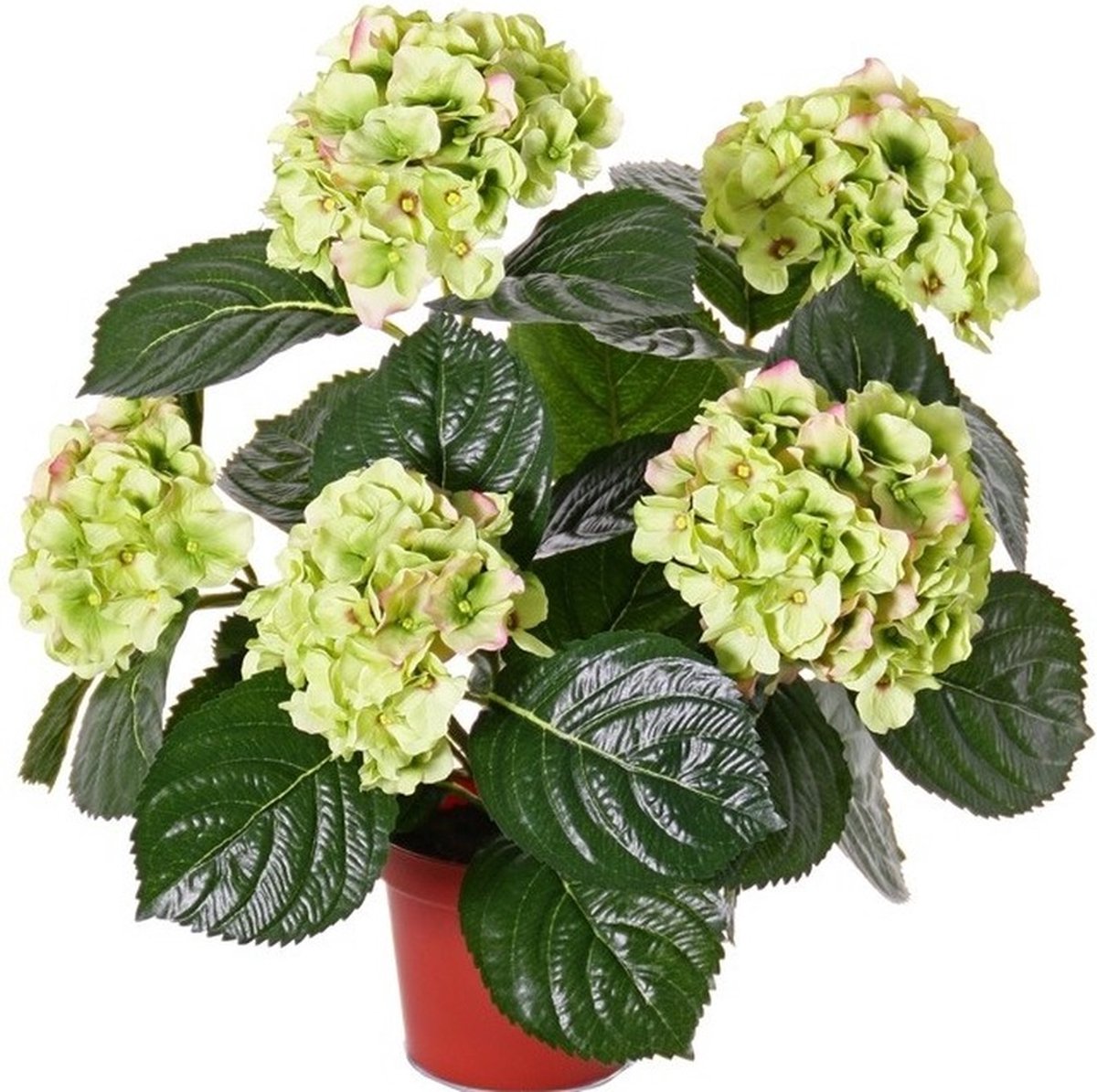Topart kunstplant met bloemen - Hortensia - roze - H36 cm - Dia 10 cm - Bloemetjes - Hydrangea