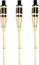 Set Tuinfakkels 9x stuks van 60 cm van bamboe - lampenolie fakkels - zelf bijvullen