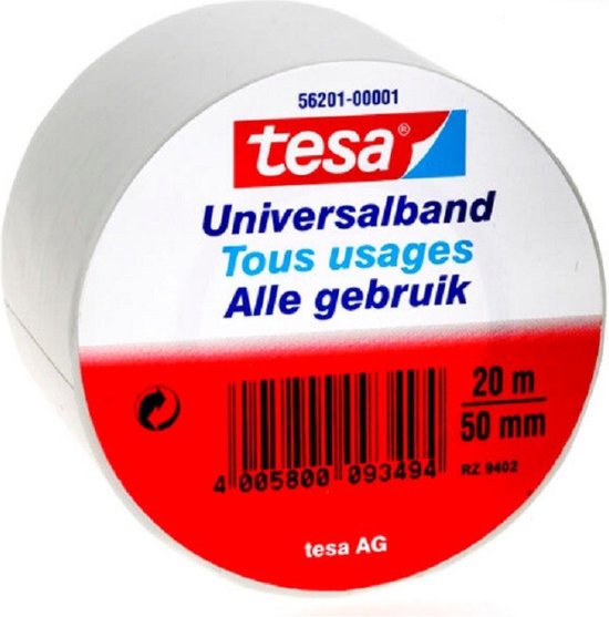 Tesa Universalband isolatietape, wit, 20 m x 50 mm.