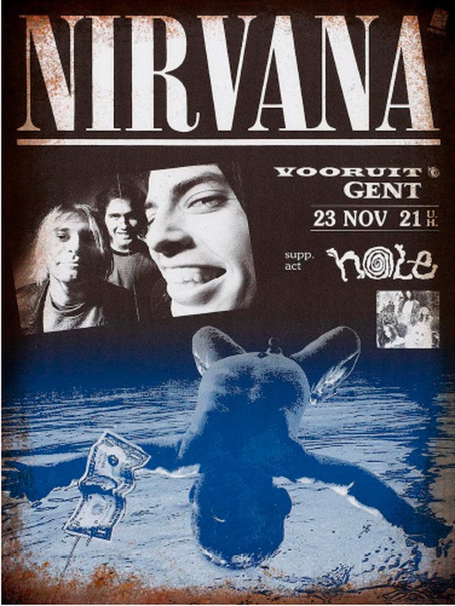 Signs-USA Concert Sign - metaal - Nirvana - Gent Belgium - 30x40 cm Multicolor