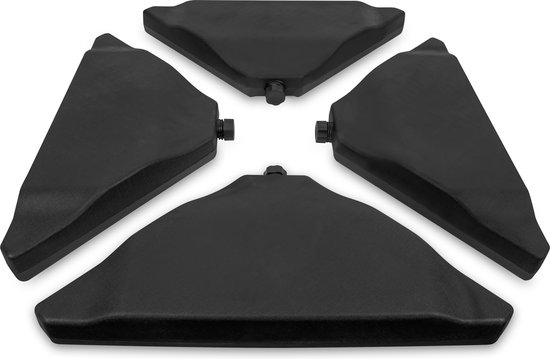 VONROC Premium Parasoltegels – Driehoekig - Vulbaar - voor een totaalgewicht van ±80 kg. – geschikt voor zweefparasols met kruisvoeten van 50x50cm - set van 4 stuks