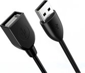NÖRDIC USB2-220 - USB 2.0 verlengkabel - USB-A Mannelijk naar Vrouwelijk - 480Mb/s - 2m - Zwart