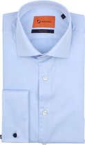 Suitable - Overhemd Dubbelmanchet Blauw - 43 - Heren - Slim-fit