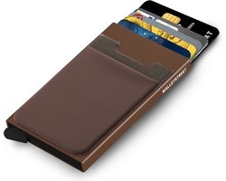 Walletstreet Uitschuifbare Pasjeshouder Plus 2 - Walletstreet Aluminium Creditcardhouder Card Protector Anti-Skim/ RFID Card Protector 7 Pasjes – Bruin/Brown