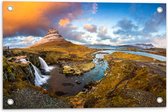 Tuinposter – Kirkjuffel Berg in Landschap van IJsland - 60x40 cm Foto op Tuinposter (wanddecoratie voor buiten en binnen)