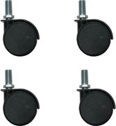 Meubelwiel zwart diameter 4 cm zonder rem (M10) set van 4 stuks