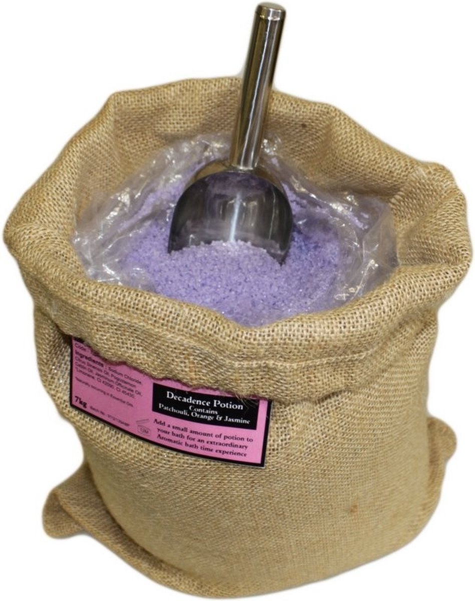 Aromatherapie Badzout - Decadentie - Patchouli, Sinaasappel & Jasmijn - Hessian Zak - 7Kg