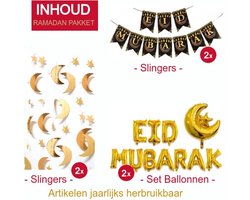 Pakket: Mubarak Banner - Ballonnen - Ramadan decoratie Eid Mubarak -  Suikerfeest | bol.com