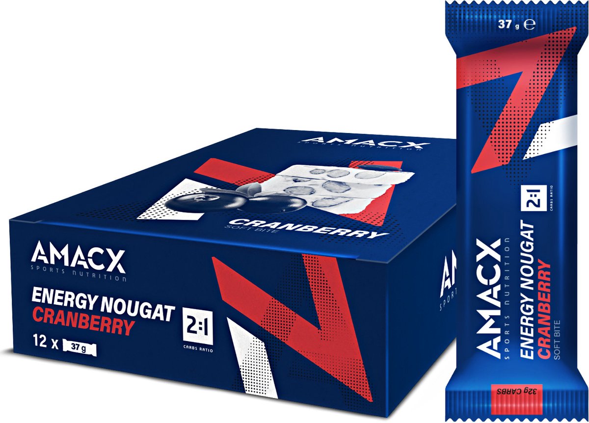 Amacx Energy Nougat - Energiereep - Fudge - Cranberry - 12 pack