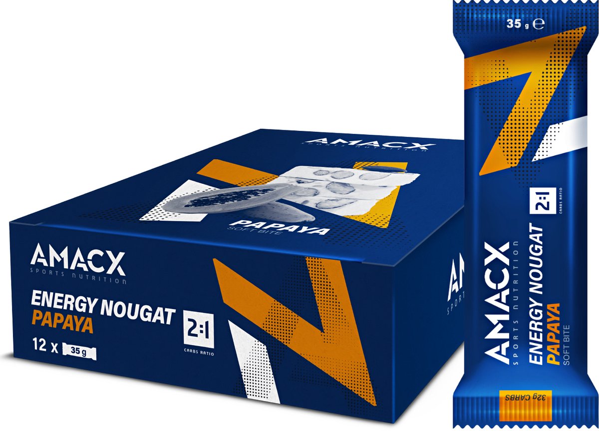 Amacx Energy Nougat - Energiereep - Fudge - Papaya - 12 pack