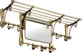 Eichholtz wand kapstok Old French met spiegel - antiek koper in model treinrek - Coatrack Old French antique brass finish