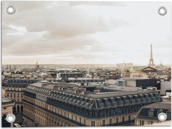 Tuinposter – Uitzicht van Parijs met in de Achtergrond de Eiffeltoren, Frankrijk - 40x30 cm Foto op Tuinposter (wanddecoratie voor buiten en binnen)