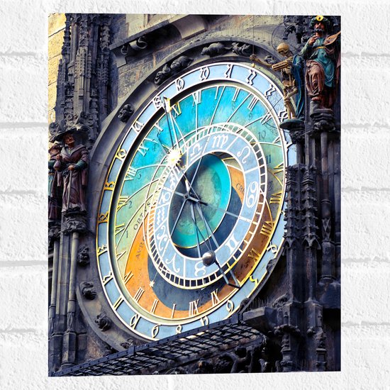 Muursticker - Gekleurde Klok op Kerktoren - 30x40 cm Foto op Muursticker