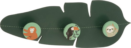 Atmosphera Jungle porte-manteau enfant 3 crochets de suspension - Vert - Prêt à l'emploi, Déco