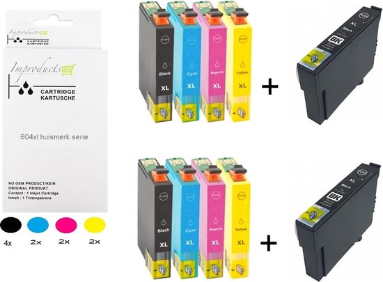 Foto: Improducts 1x 10 box multipack 604xl 604 inkt cartridges geschikt voor epson expression home xp 2200 2205 3200 3205 4200 4205 workforce wf 2910dwf 2930dwf 2935dwf 2950dwf 10 cartridges