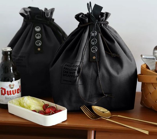Lopoleis® Lunchtas - Koeltas - Picknicktas - Koelzak - Waterdicht - Coolbag - Lunch bag - Koeltasje - Koeltas lunch - Koeltasje Klein - Zwart van Lopoleis — afbeelding 5