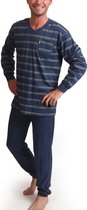 Heren Pyjama Gestreept - Donkerblauw - Maat XXL