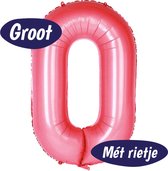 Cijfer Ballonnen - Ballon Cijfer 0 - 70cm Roze - Folie - Opblaas Cijfers - Verjaardag - 10, 20, 30, 40, 50, 60, 70, 80, 90 jaar - Versiering