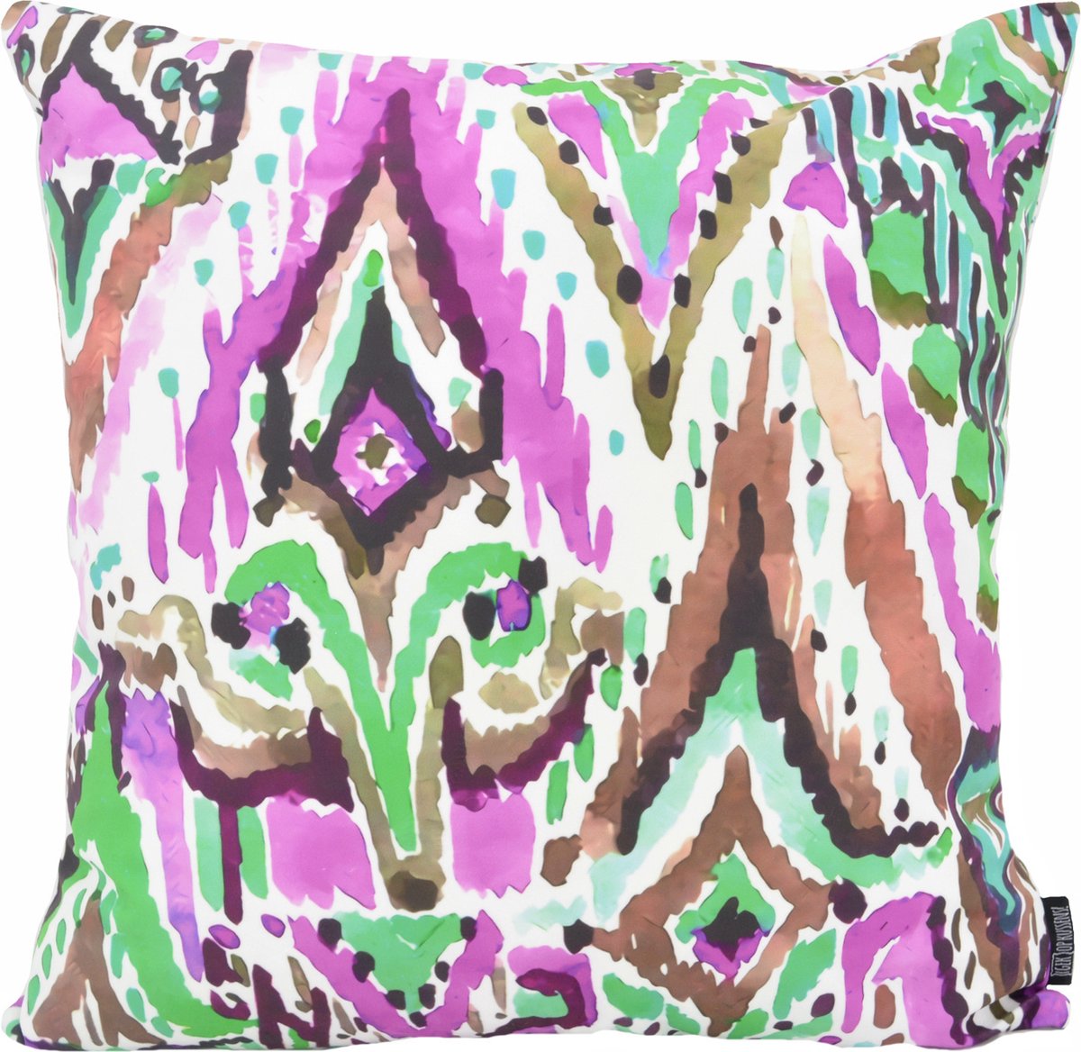 Gek op Kussens! Sierkussen Colorful Print #2 | 45 x 45 cm | Katoen/Polyester Groen-Paars-Bruin