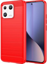 Mobigear Hoesje geschikt voor Xiaomi 13 Telefoonhoesje Flexibel TPU | Mobigear Brushed Slim Backcover | 13 Case | Back Cover - Rood