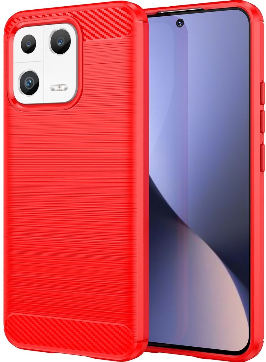 Mobigear Hoesje geschikt voor Xiaomi 13 Telefoonhoesje Flexibel TPU | Mobigear Brushed Slim Backcover | 13 Case | Back Cover - Rood