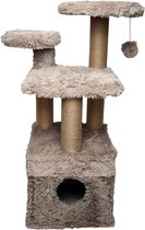 Topmast Krabpaal Fluffy Isola - Beige - 52 x 67 x 100 cm - Made in EU - Krabpaal voor Katten - Met Kattenhuis - Sterk Sisal Touw
