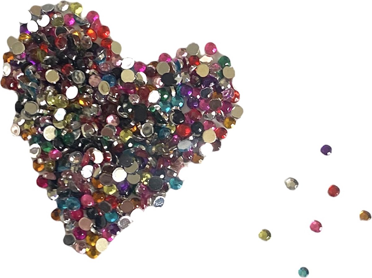 Goedkoopste Bijoux by Ive - Nail studs - 3D Nagelart - Rhinestones - Circa 350 stuks - Gekleurd - Nagel decoratie - 2mm - Rond