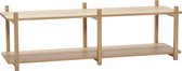 HÜBSCH INTERIOR - MASON FSC® eiken wandrek, opbergrek met twee schappen - 150x45xh47cm