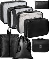 ForDig 8-Delige Packing Cubes (Zwart) - Koffer Organizer Set - Bagage Organizers - Compression Cube Tassen - Travel Backpack Kleding Zakken