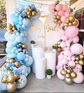 Ballonnenboog Blauw / Roze - 160-delig ballonnenpakket - Gender reveal ballonnenboog - Ballonnenboog voor gender reveal - Gender reveal party decoratie - Babyshower decoratie - Blauwe en roze ballonnenboog - Ballonnenboog met gouden ballonnen