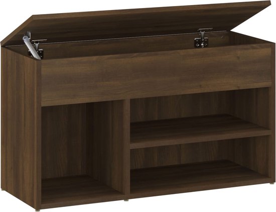 vidaXL - Schoenenbank - 80x30x45 - cm - bewerkt - hout - bruin - eikenkleur