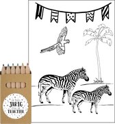 Traktatie zebra - kant en klaar - 10 stuks - kleurplaat - potloden -zebra- traktatie dieren-uitdeelcadeautjes-kinderfeestje-traktaties