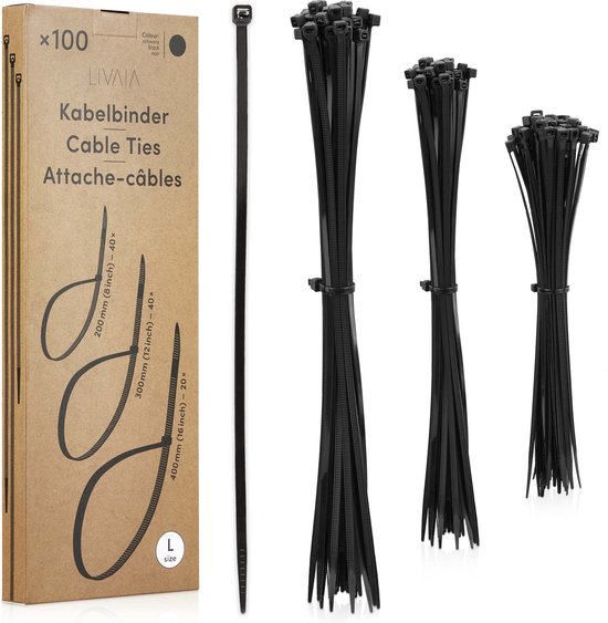 Kabelbinderset Zwart 500 Kabelbinders Klein in 3 maten Kabelorganizer Kabel