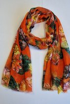 Sjaal met een mix van bloemen in 6 kleuren 30% zijde met 70% viscose