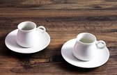 Espresso Kopjes met onderzetters - Koffie kopjes - Set van 6 - Wit - porselein